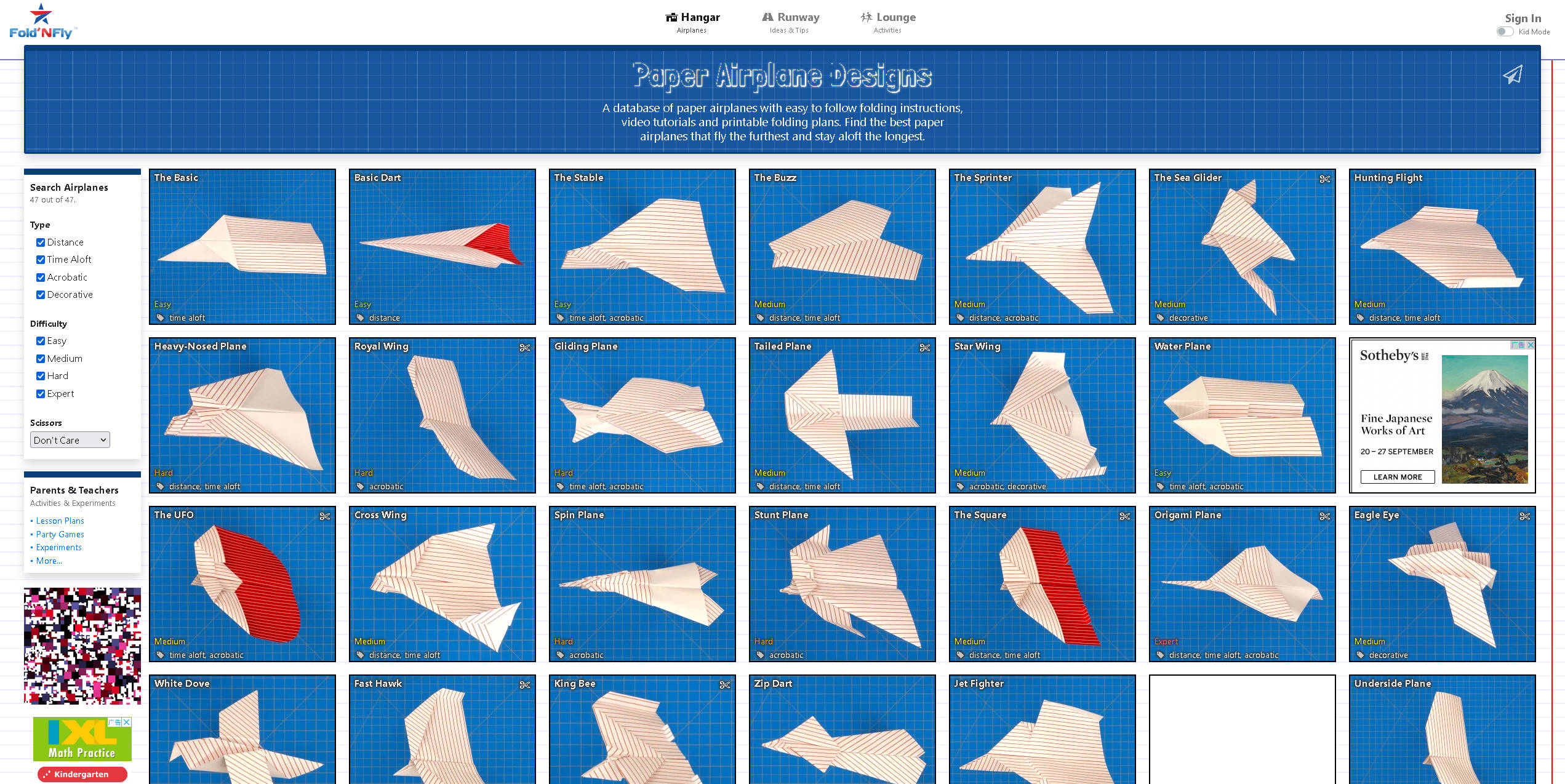【网站】Fold 'N Fly » Paper Airplane Folding Instructions 纸质飞机大全